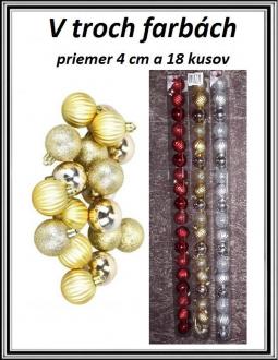 Vianočné gule pr.4 cm 18 kusov č GZT34-418 - zlaté