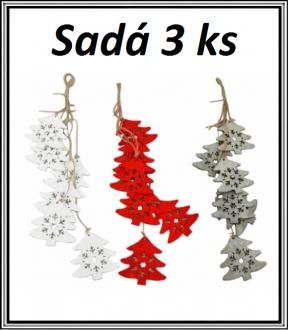 Vian.drevený prívesok - vianočný stromček 6ks v sade, 7,5x8cm -    SADÁ   3 ks