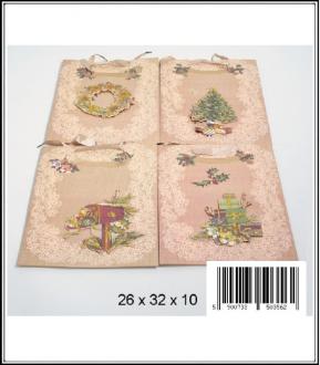Vianočná taška 26x32x10 cm č.1174A (4druhy)