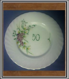 Výročný tanier veľký 50 - tka hrozno - kvet ružové