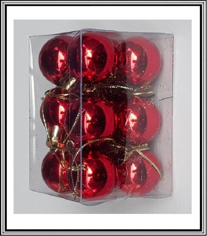 Červené - až do bordo- Vianočné gule 3 cm 12 ks