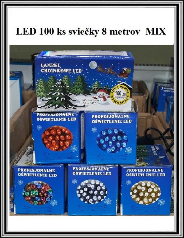 Vianočné LED 100 ks sviečky 8 metrov  MIX