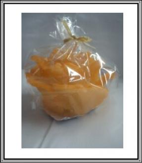 Sviečka ruža oranž priemer 8 cm, výška 5 cm
