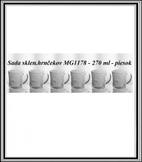 Sadá 6 ks sklen. hrnčekov MG1178 - 250-270 ml - lístok - MOMENTALNE VYPREDANÉ