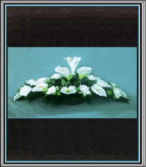 Ikebana č 2/5, -14 bielych kal+10 bielych ruži, dlžka - 95 cm.