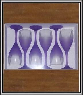 Sklenené poháre na víno 19 cm - Sadá 6 ks 250 ml fialových - MOMENTALNE VYPREDANÉ
