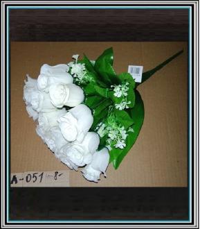 A Umelá ruža biela 14hlav - A-051 - 40 cm
