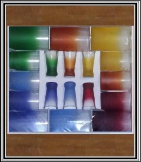 Sklenené poháre - sadá 18 ks sklenených pohárov - Farebná