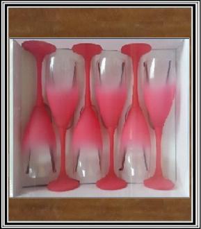Sklenené poháre na šampus Ružové poháre 6 ks