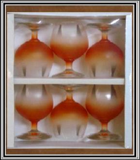 Sklenené poháre na koňak - oranž , 100ml 6 ks