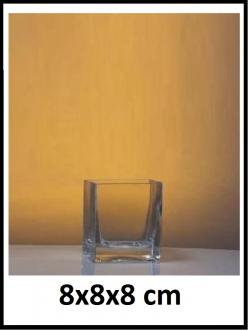 Kvader - sklenená váza číra 8x8x8xcm