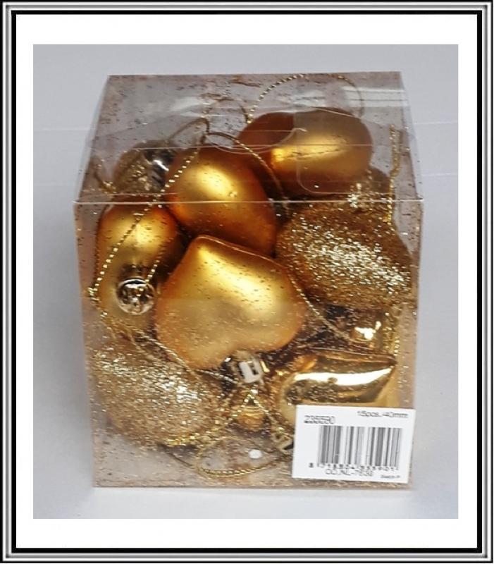 Sadá 15 ks 4,2x5 cm zlaté  srdiečka č 235590