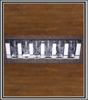 Štamperlíky - Gravirovaná sadá 6 ks skl. poľovnických štamperlikov
