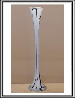 B-
B - Sklenená váza hrubá biela 80 cm s čierným dekorom.