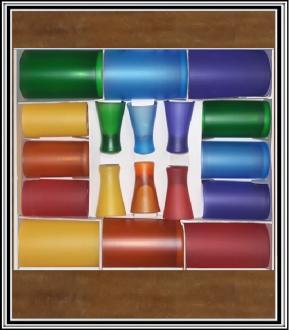 Sklenené poháre - 18 ks sadá skl.pohárov farebných.
