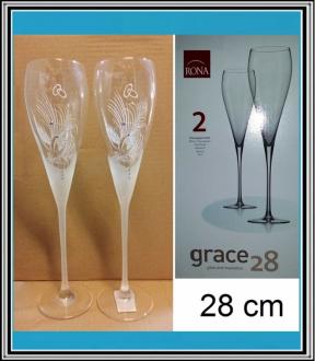 Sadá 2 ks pavých skl. pohárov v - 28 cm - č 1
