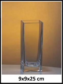 Kvader - Sklenená váza 9x9x25 cm
