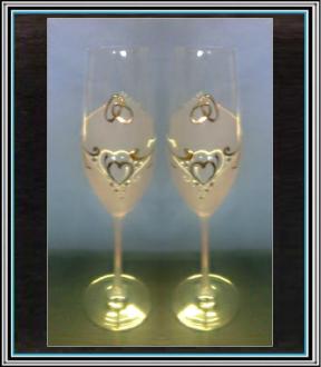 Sadá 2 ks svad- pohárov- vysoké-krémové - ornament