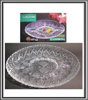 Skl. elipsová delená miska 30,5x20,5 cm - č D7-12 hrubé sklo