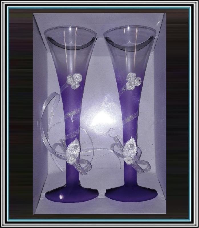 Sadá 2 ks svadobných pohárov ALEXIS fialové č 26