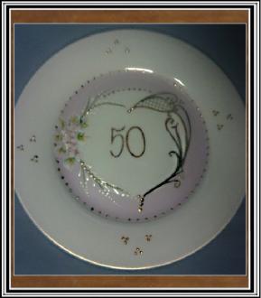 Výročný tanier veľký 50 - tka ružový