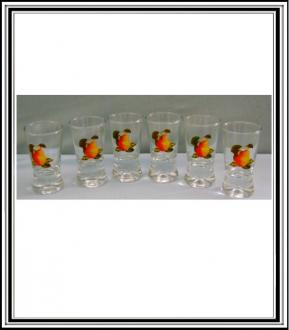 Štamperlíky - Sadá 6 ks sklenených štamperlíkov 25 ml - hruška