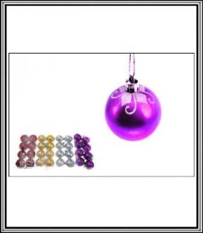 Vianočné gule č 73-58 - 8 ks priemeru 5 cm fialové