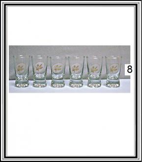 Štamperlíky - Sadá 6 ks skl. štamperlíkov č.8 - zlaté klasy
