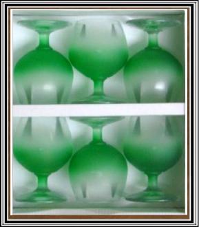 Sklenené poháre na koňak 100 ml Zelené 6 ks poháre