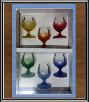 Sklenené poháre na koňak - farebné  100 ml 6 ks