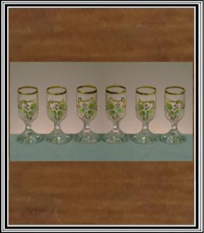Sklenené poháre Sadá 6 ks 25 ml pohárikov na stopke vysoké - zelené