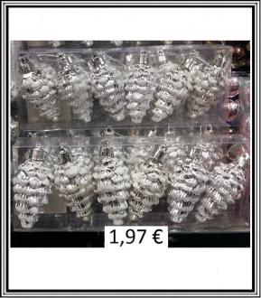 Vianočné dekorácie strieborné šišky so snehom