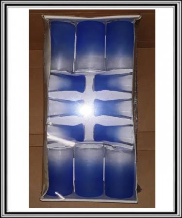 Sklenené poháre - 12 ks sadá skl. štamperlíkov a 100 ml pohárov-modrá