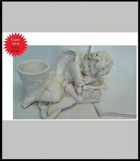 Anjel č 13 AMOR s kvetináčom v-33 cm, š-20 cm-PATYNA