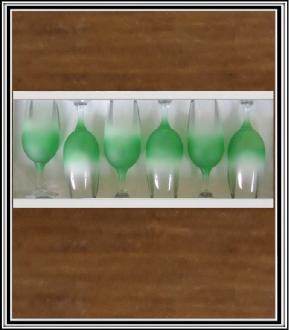 Sklenené poháre na šampus  Zelené 6 ks poháre  - nízke
